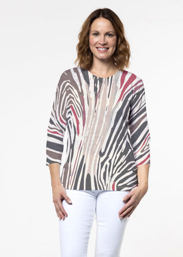 Fruity Stripes Neutral (14305) ~ Signature 3/4 Sleeve Crew Neck Top