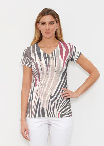 Fruity Stripes Neutral (14305) ~ Signature Cap Sleeve V-Neck Shirt