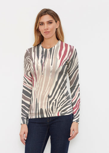 Fruity Stripes Neutral (14305) ~ Butterknit Long Sleeve Crew Top