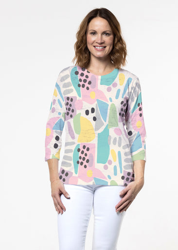 Domino Pastel (14308) ~ Signature 3/4 Sleeve Crew Neck Top