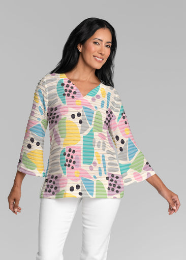 Domino Pastel (14308) ~ Banded 3/4 Bell-Sleeve V-Neck Tunic