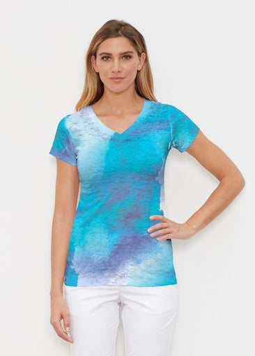 Galaxy Blue (14311) ~ Signature Cap Sleeve V-Neck Shirt