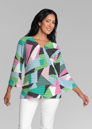 Gems (14314) ~ Banded 3/4 Bell-Sleeve V-Neck Tunic