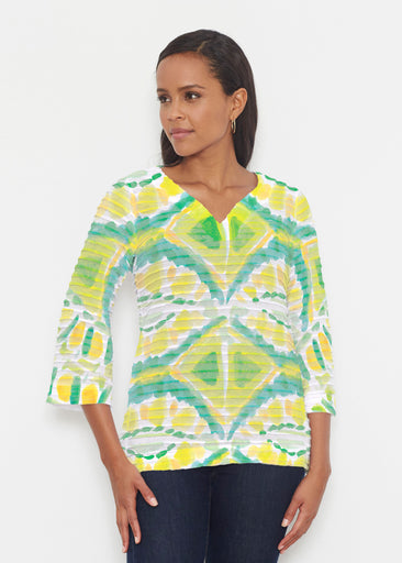 Limeade (17272) ~ Banded 3/4 Bell-Sleeve V-Neck Tunic