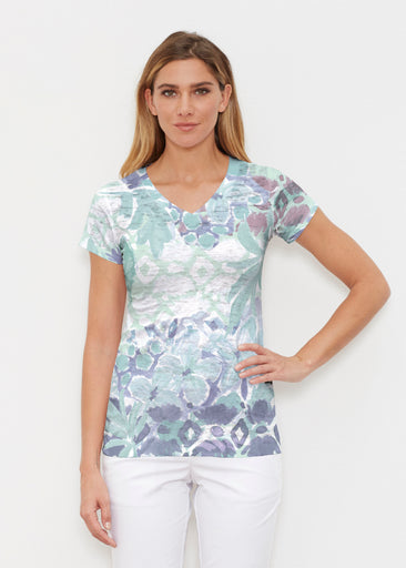 Bali Minty Blue (17291) ~ Signature Cap Sleeve V-Neck Shirt