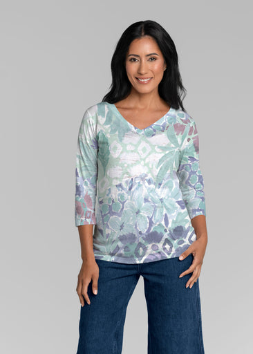 Bali Minty Blue (17291) ~ Signature 3/4 Sleeve V-Neck Top