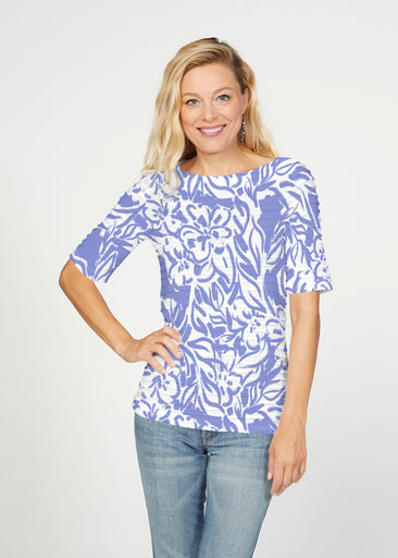 Summer Breeze Perri (8164) ~ Banded Elbow Sleeve Boat Neck Top