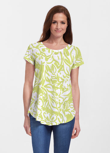 Greek Breeze Lime (8165) ~ Short Sleeve Scoop Neck Flowy Tunic