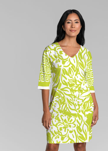 Greek Breeze Lime (8165) ~ Lucy 3/4 Sleeve V-Neck Dress