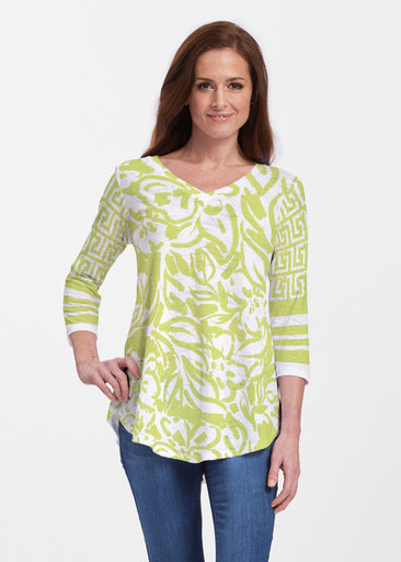 Greek Breeze Lime (8165) ~ Signature V-neck Flowy Tunic