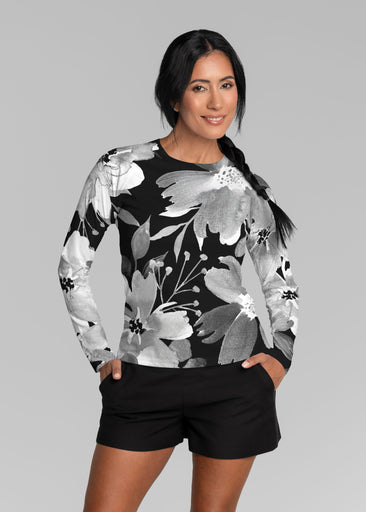 Festive Bloom Black (8174) ~ Long Sleeve Rash Guard