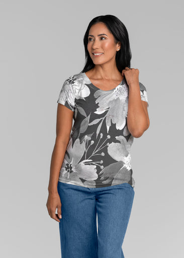 Festive Bloom Black (8174) ~ Short Sleeve Scoop Shirt