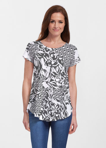 Brookie Black (8177) ~ Short Sleeve Scoop Neck Flowy Tunic