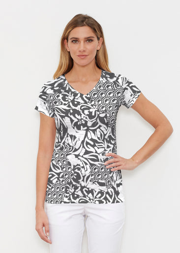 Brookie Black (8177) ~ Signature Cap Sleeve V-Neck Shirt