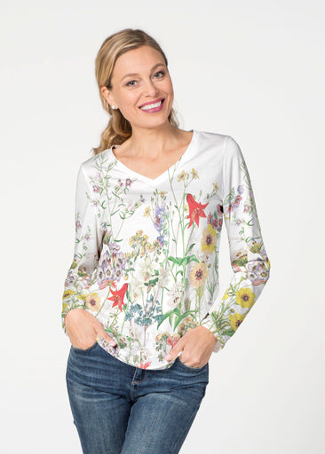 Petite Women's Moody V-Neck Watercolor Floral Top